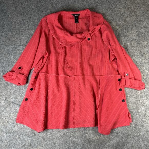 Ali Miles Tunic Top Womens 2X Pink Tunic Draped Neck Button Casual Artsy - Picture 1 of 9